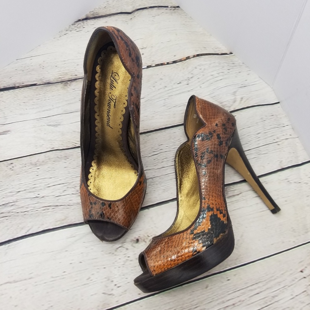 LULU TOWNSEND BROWN SNAKE SHOES